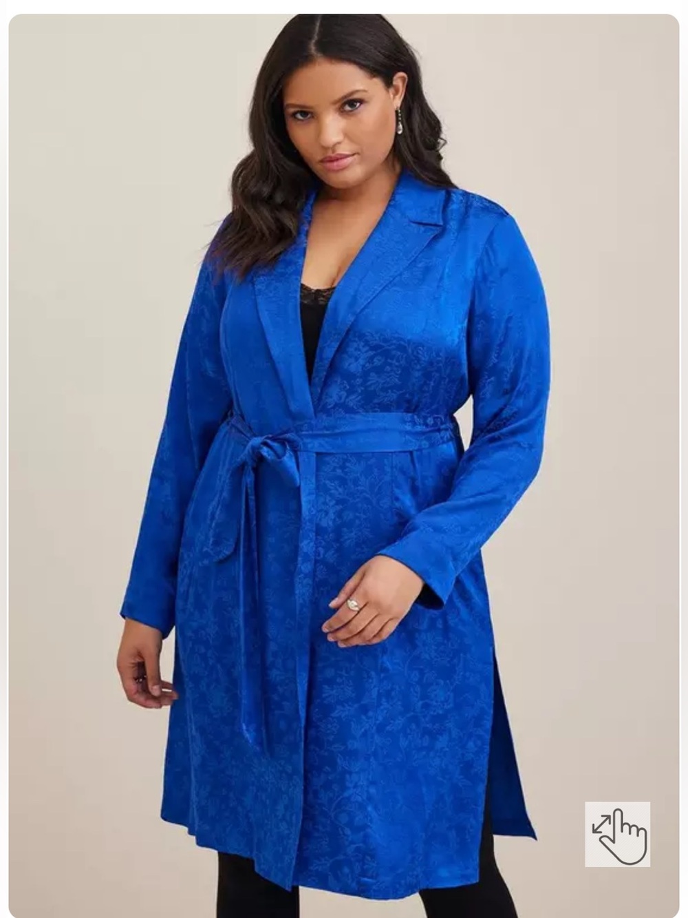 torrid Vibrant Royal Blue Floral Jacquard Trench Coat